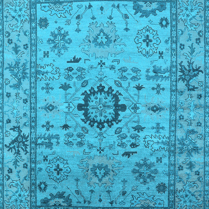 Machine Washable Oriental Light Blue Industrial Rug, wshurb1548lblu