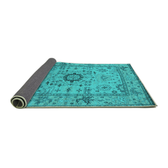 Sideview of Oriental Turquoise Industrial Rug, urb1548turq
