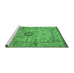Sideview of Machine Washable Oriental Emerald Green Industrial Area Rugs, wshurb1548emgrn