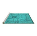 Sideview of Machine Washable Oriental Turquoise Industrial Area Rugs, wshurb1548turq