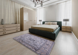 Mid-Century Modern Purple Oriental Rug in a Bedroom, urb1548
