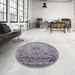 Round Machine Washable Industrial Modern Viola Purple Rug in a Office, wshurb1548