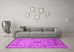 Machine Washable Oriental Pink Industrial Rug in a Living Room, wshurb1548pnk