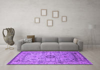 Machine Washable Oriental Purple Industrial Rug, wshurb1548pur