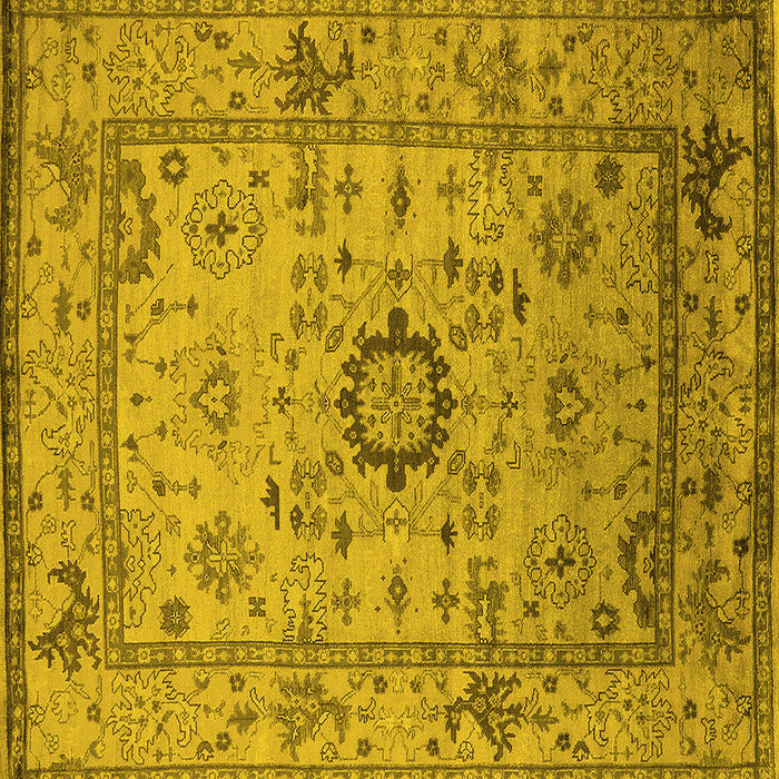 Square Machine Washable Oriental Yellow Industrial Rug, wshurb1548yw