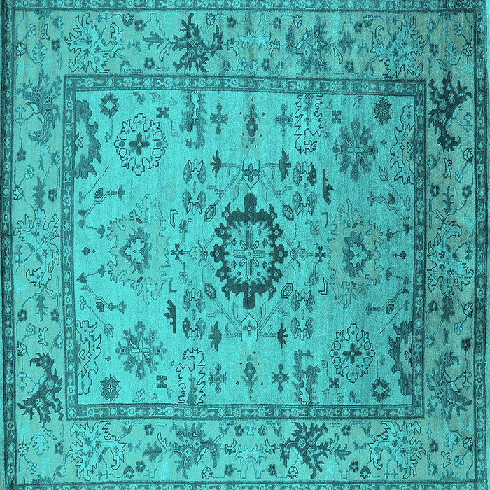 Square Oriental Turquoise Industrial Rug, urb1548turq