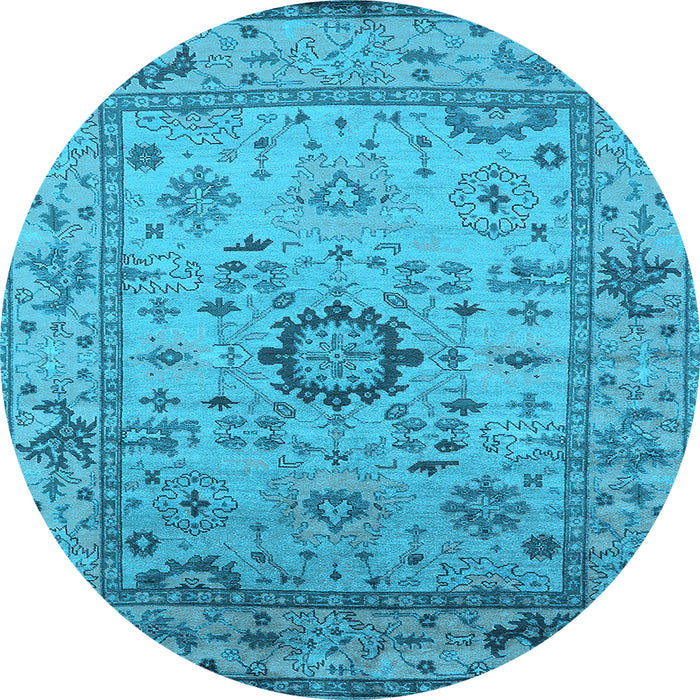 Round Oriental Light Blue Industrial Rug, urb1548lblu