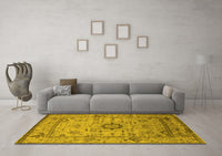 Machine Washable Oriental Yellow Industrial Rug, wshurb1548yw