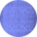 Round Oriental Blue Industrial Rug, urb1549blu