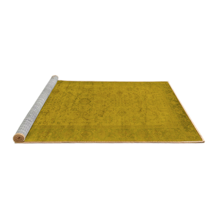 Sideview of Machine Washable Oriental Yellow Industrial Rug, wshurb1549yw