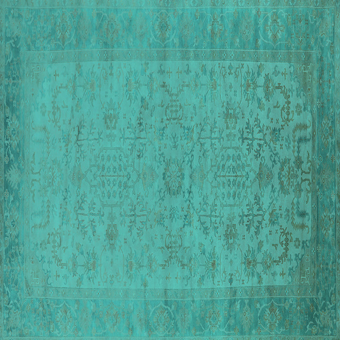 Square Oriental Turquoise Industrial Rug, urb1549turq