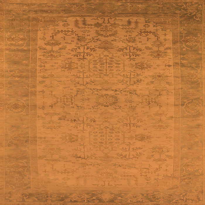Square Machine Washable Oriental Orange Industrial Area Rugs, wshurb1549org