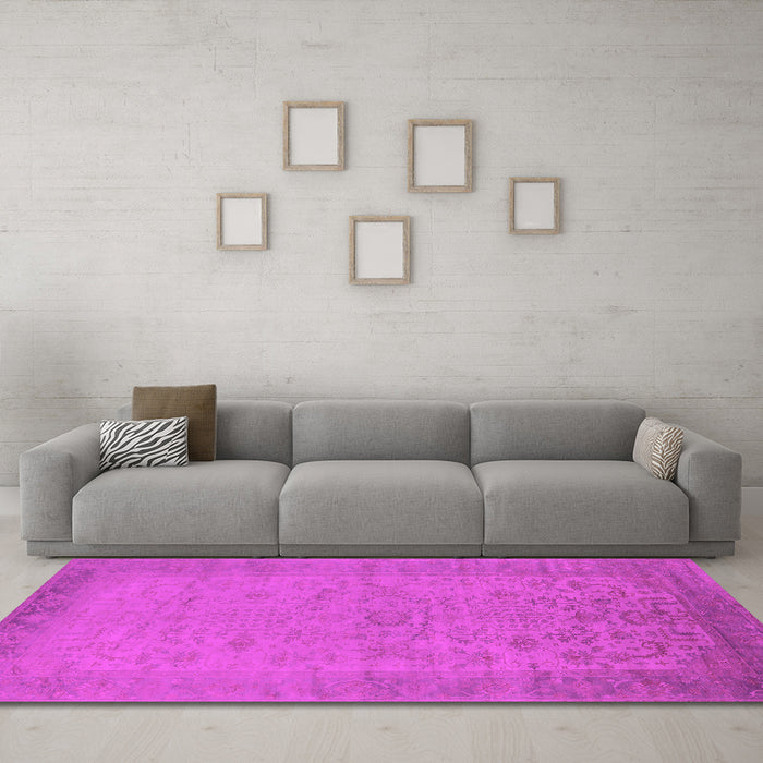 Machine Washable Oriental Pink Industrial Rug in a Living Room, wshurb1549pnk
