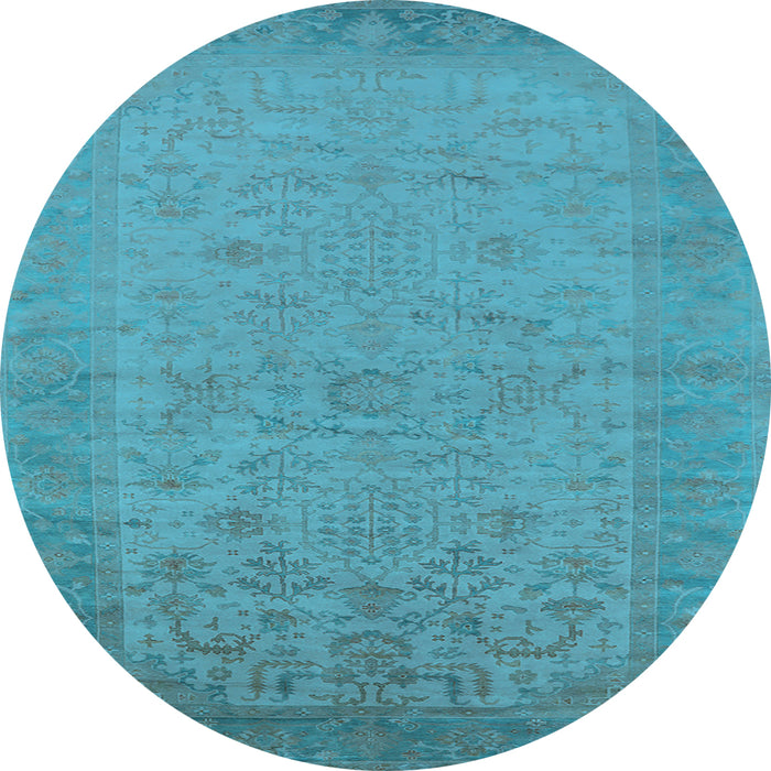Round Oriental Light Blue Industrial Rug, urb1549lblu