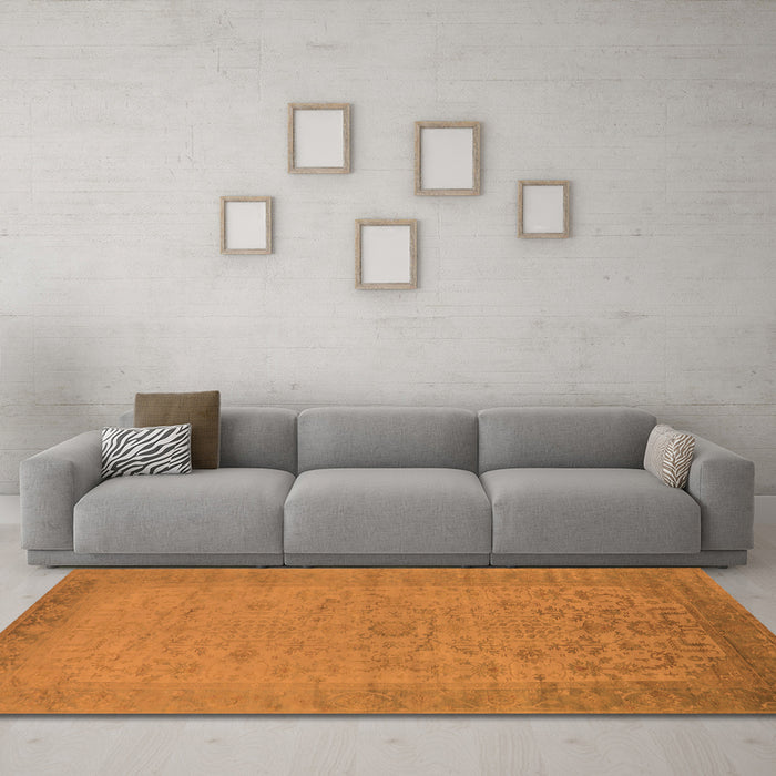 Machine Washable Oriental Orange Industrial Area Rugs in a Living Room, wshurb1549org