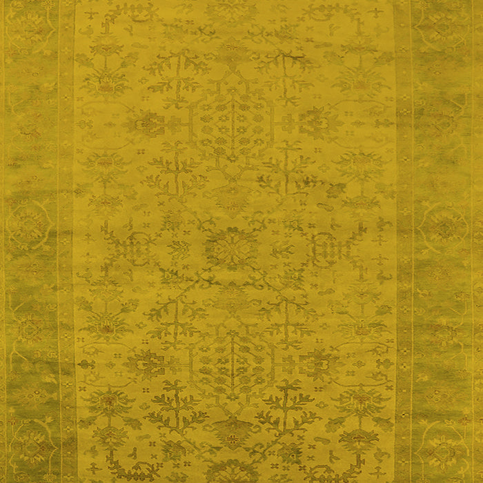 Machine Washable Oriental Yellow Industrial Rug, wshurb1549yw