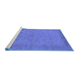 Sideview of Machine Washable Oriental Blue Industrial Rug, wshurb1549blu