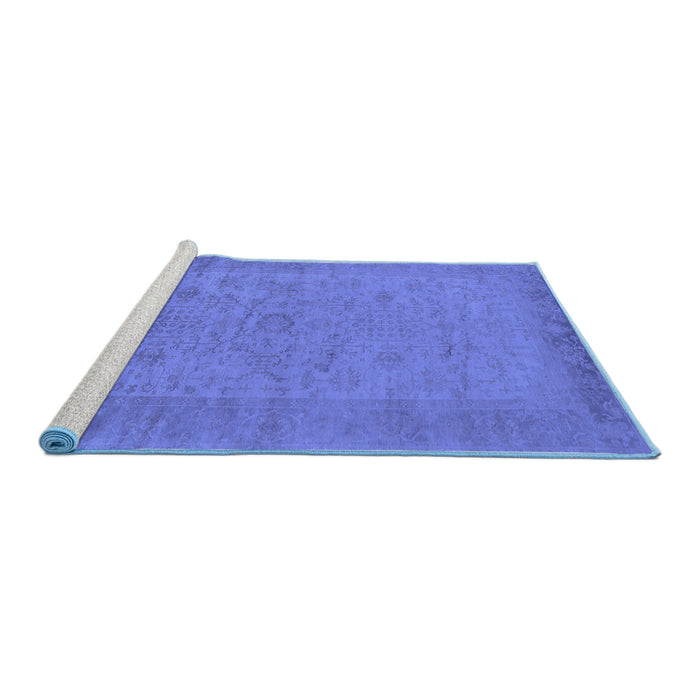 Sideview of Machine Washable Oriental Blue Industrial Rug, wshurb1549blu