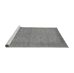 Sideview of Machine Washable Oriental Gray Industrial Rug, wshurb1549gry