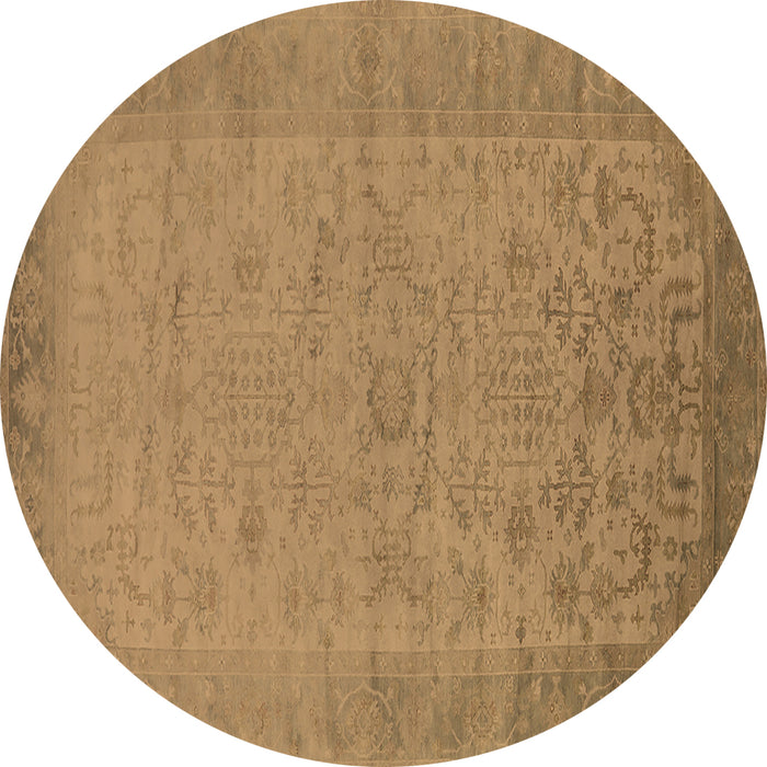 Round Oriental Brown Industrial Rug, urb1549brn