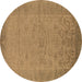 Round Oriental Brown Industrial Rug, urb1549brn