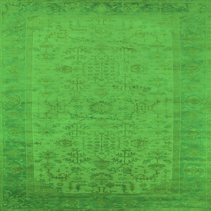 Square Oriental Green Industrial Rug, urb1549grn