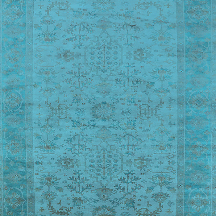 Machine Washable Oriental Light Blue Industrial Rug, wshurb1549lblu
