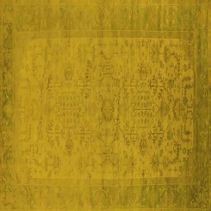 Square Machine Washable Oriental Yellow Industrial Rug, wshurb1549yw