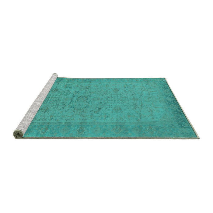 Sideview of Machine Washable Oriental Turquoise Industrial Area Rugs, wshurb1549turq