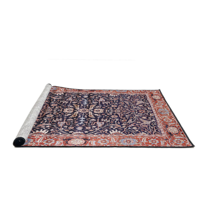 Sideview of Machine Washable Industrial Modern Vermilion Red Rug, wshurb1550