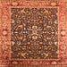 Square Machine Washable Oriental Orange Industrial Area Rugs, wshurb1550org