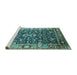 Sideview of Machine Washable Oriental Turquoise Industrial Area Rugs, wshurb1550turq