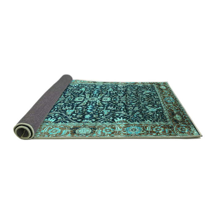 Sideview of Oriental Turquoise Industrial Rug, urb1550turq