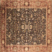 Square Machine Washable Oriental Brown Industrial Rug, wshurb1550brn