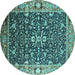 Round Oriental Turquoise Industrial Rug, urb1550turq