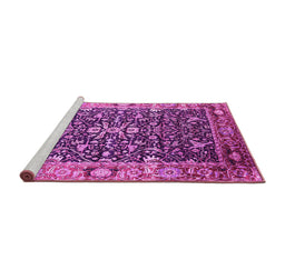 Sideview of Machine Washable Oriental Pink Industrial Rug, wshurb1550pnk