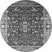 Round Machine Washable Oriental Gray Industrial Rug, wshurb1550gry