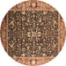 Round Machine Washable Oriental Brown Industrial Rug, wshurb1550brn