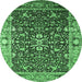 Round Oriental Emerald Green Industrial Rug, urb1550emgrn