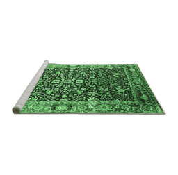 Sideview of Machine Washable Oriental Emerald Green Industrial Area Rugs, wshurb1550emgrn