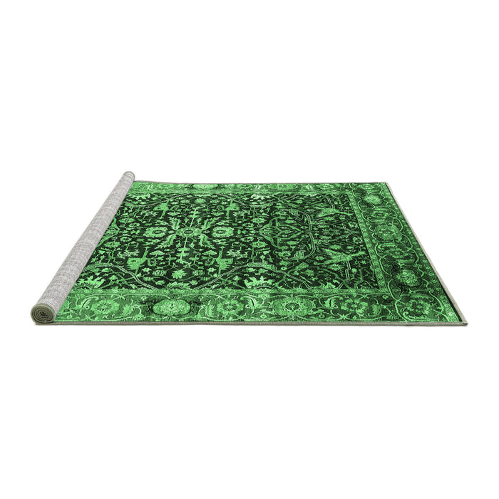 Sideview of Machine Washable Oriental Emerald Green Industrial Area Rugs, wshurb1550emgrn