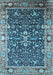 Machine Washable Oriental Light Blue Industrial Rug, wshurb1550lblu