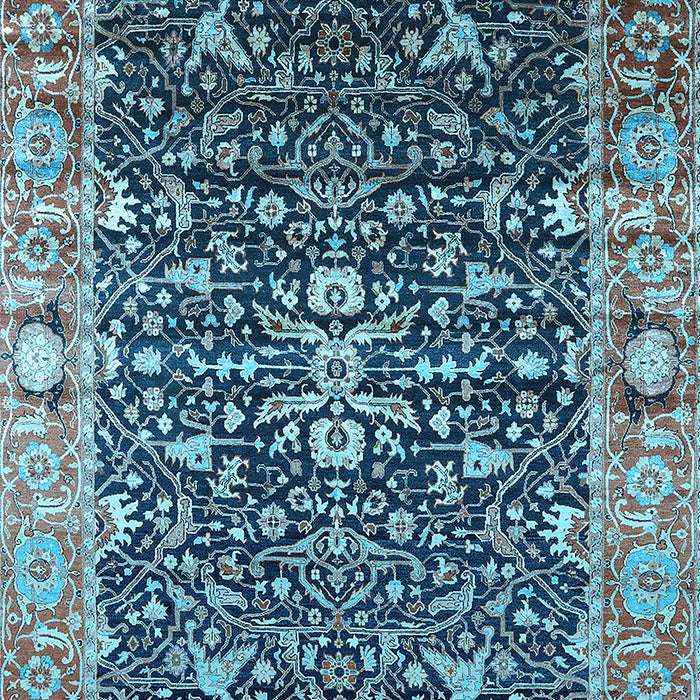 Machine Washable Oriental Light Blue Industrial Rug, wshurb1550lblu
