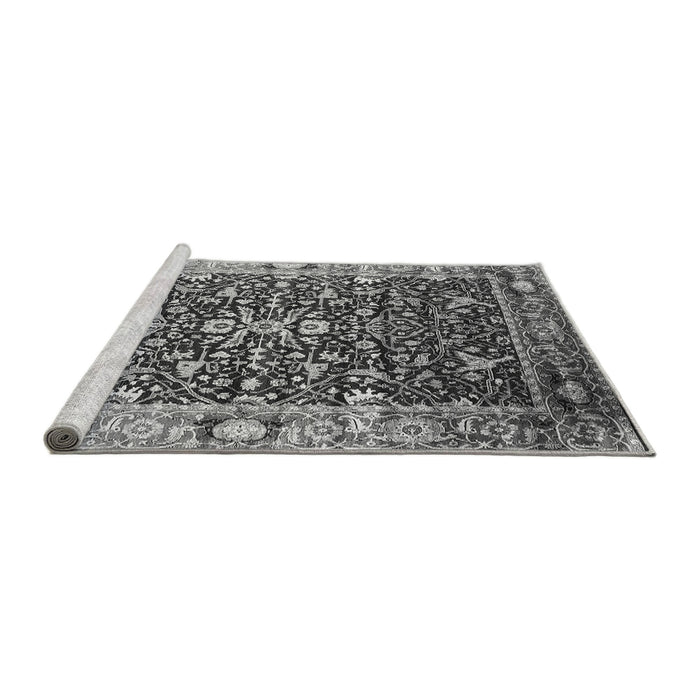 Sideview of Machine Washable Oriental Gray Industrial Rug, wshurb1550gry