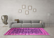 Machine Washable Oriental Pink Industrial Rug in a Living Room, wshurb1550pnk