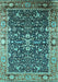 Machine Washable Oriental Turquoise Industrial Area Rugs, wshurb1550turq