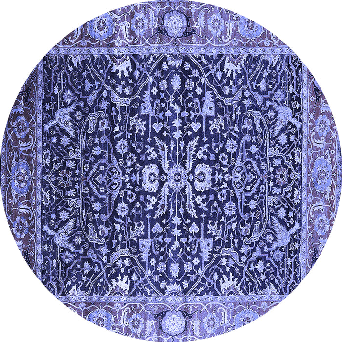 Round Oriental Blue Industrial Rug, urb1550blu