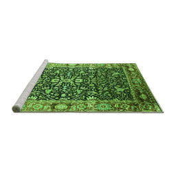 Sideview of Machine Washable Oriental Green Industrial Area Rugs, wshurb1550grn