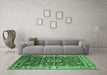 Machine Washable Oriental Emerald Green Industrial Area Rugs in a Living Room,, wshurb1550emgrn