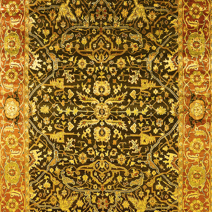 Machine Washable Oriental Yellow Industrial Rug, wshurb1550yw